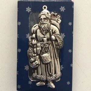 Vintage Nantucket Distributing Company Santa Christmas Ornament Pewter in Box